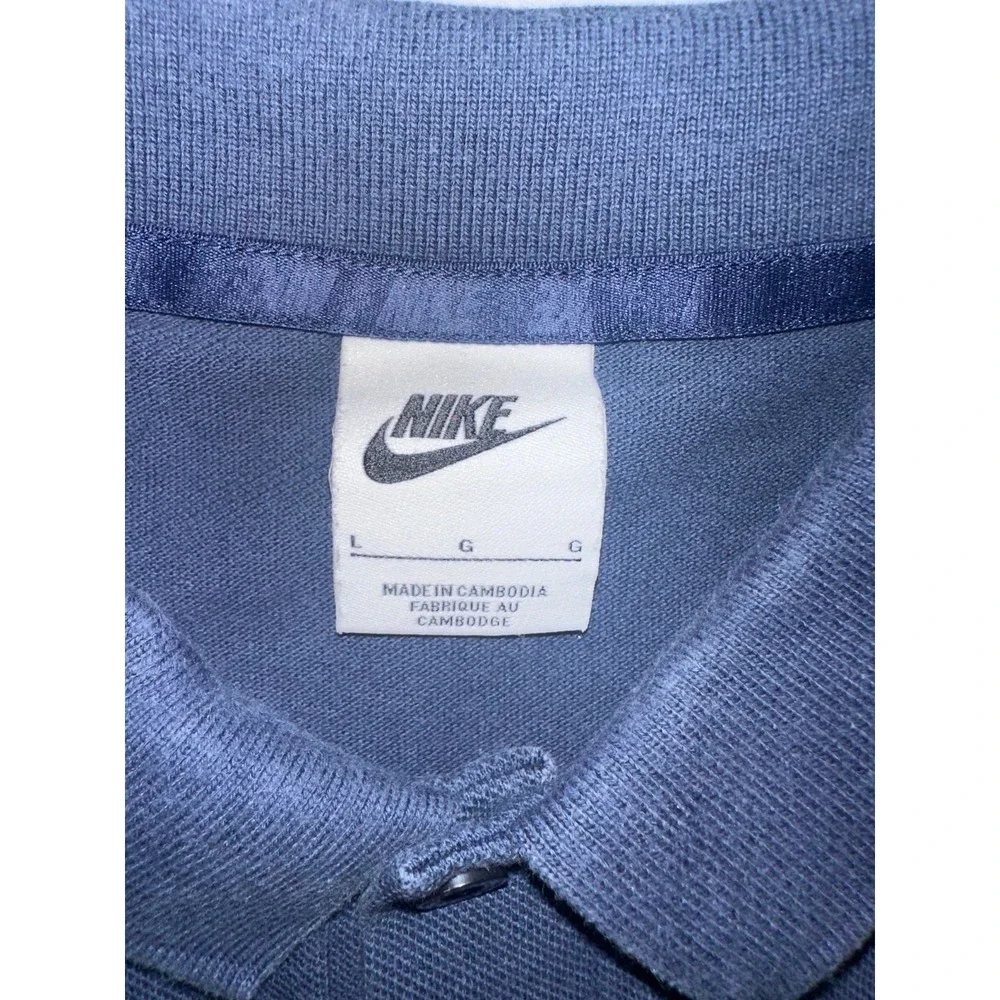 NIKE Men's L Navy Blue Polo Shirt Short Sleeve Athletic Golf USA Pullover Sports